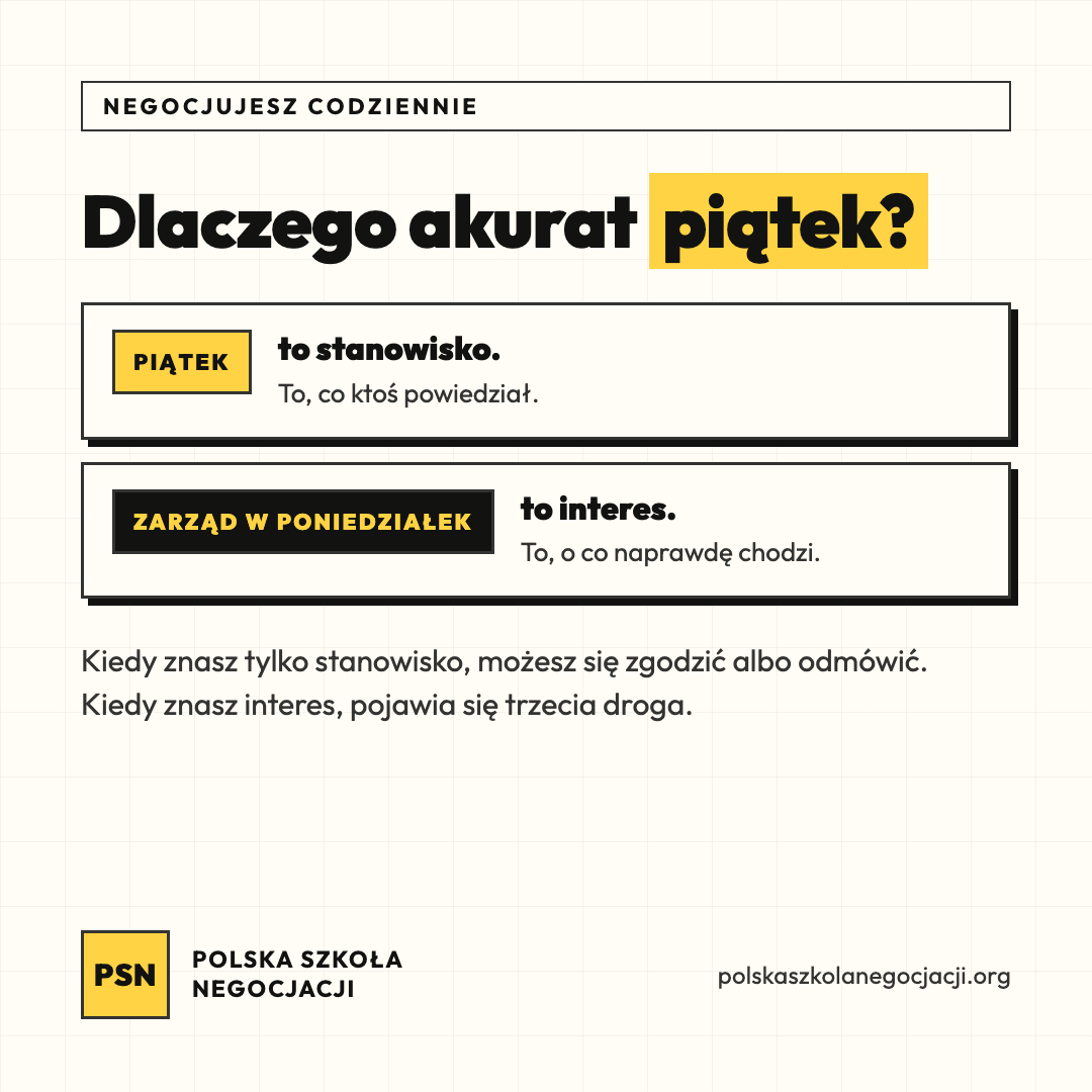 Plansza PSN: Dlaczego akurat piątek? Piątek to stanowisko, zarząd w poniedziałek to interes